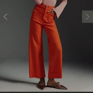 Anthropologie Maeve Collette Wide Leg Corduroy Pants sz 16 Red baby!